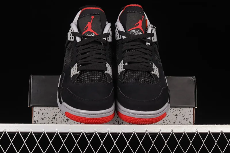 All categories Air Jordan Jordan series basketball shoes Air Jordan 4 foreign trade version Air Jordan 4 Retro "Bred" AJ4 Jordan 4 first year re-engraved new black and red first layer frosted 308497-060